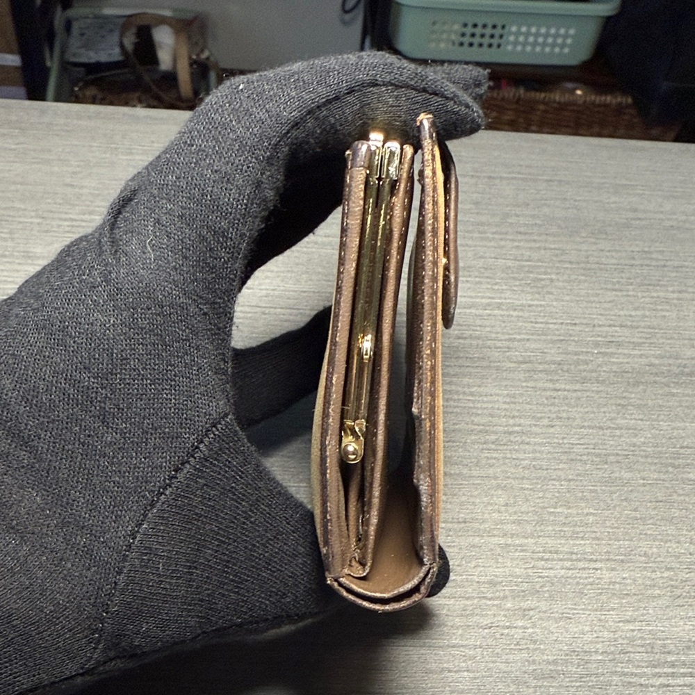 Burberry Beige Plaid Canvas and Brown Leather Wallet - Picture 6 of 7